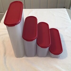 * VINTAGE * Tupperware Red and White Food Storage Container Set